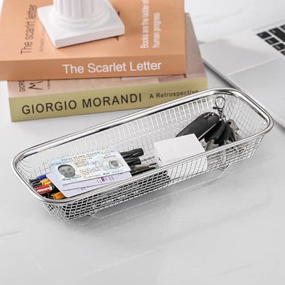 4Pack Stainless Steel Tumbler Cup Lid Organizer Inside Cabinet, Mason Jar Lid Holder, Rectangular Basket for Storage of Silverware, Chopsticks, straws and Utensils - style: SilverModern-4pack