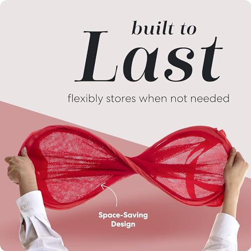 Handy Laundry Collapsible Mesh Pop Up Laundry Hamper 2-Pack – Space-Saving, Breathable Basket with Wide Opening & Side Pocket, Durable & Foldable for Clothes, Storage, Travel, Dorm, Red - color: Red, 2-PACK