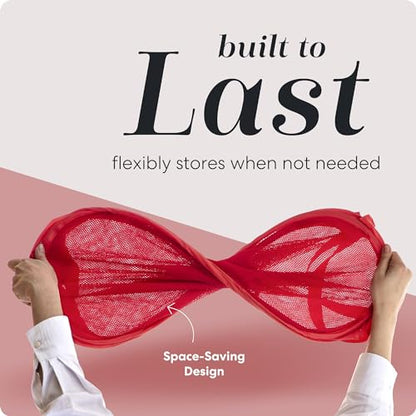 Handy Laundry Collapsible Mesh Pop Up Laundry Hamper 2-Pack – Space-Saving, Breathable Basket with Wide Opening & Side Pocket, Durable & Foldable for Clothes, Storage, Travel, Dorm, Red - color: Red, 2-PACK