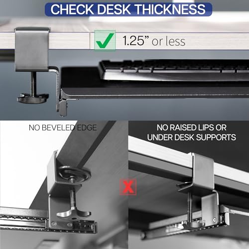 VIVO Large Under Desk Keyboard Tray with RGB LED Side Lights, C-clamp Mount, 27 (33 Including Clamps) x 11 inch Slide-Out Platform Computer Drawer for Typing, Carbon Black, MOUNT-KB05EL