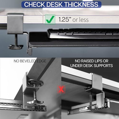 VIVO Large Under Desk Keyboard Tray with RGB LED Side Lights, C-clamp Mount, 27 (33 Including Clamps) x 11 inch Slide-Out Platform Computer Drawer for Typing, Carbon Black, MOUNT-KB05EL