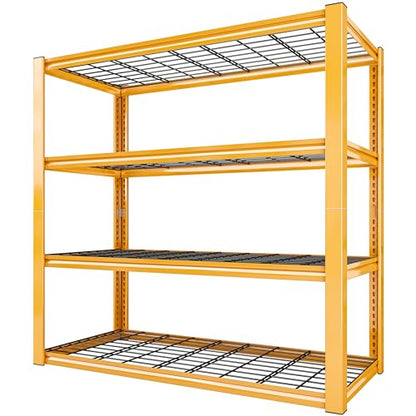 REIBII 40" W Yellow Garage Shelving with Double-Layer Frames for Homeowners | Load 2200Lbs, Adjustable, 10-Minute Easy Assembly, Wire Mesh Panels, for Garage Basement Warehouse Pantry, 40"W×19.5"D×59.5"H - color: Orange