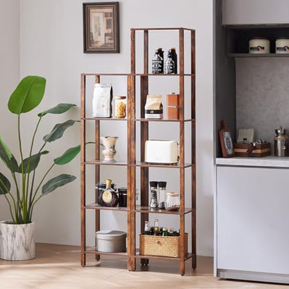 YUFAM 5 Tier Tall Narrow Bookshelf, Skinny Bookcase, Wooden Shelf, Brown | 54'' Tall Thin Book Shelf, Skinny Book Shelf for Modern Narrow Industrial Shelf fits Living Room, Office, Bedroom, Kitchen - color: Brown, size: 5-Tier
