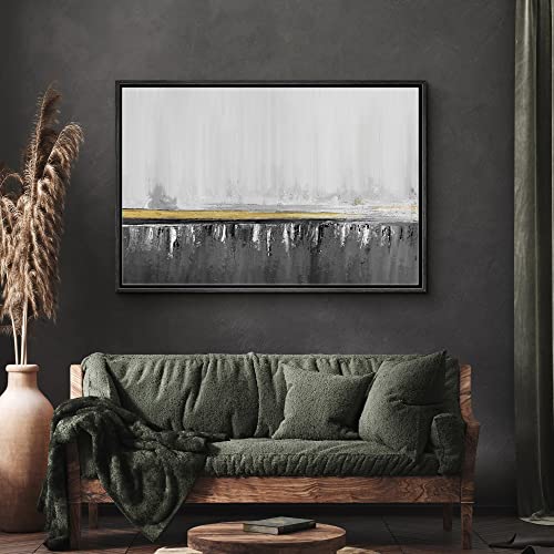 SIGNWIN Framed Canvas Print Wall Art Gold Gray Watercolor Paint Stroke Collage Abstract Shapes Illustrations Modern Art Decorative Elements Colorful for Living Room, Bedroom, Office - 16"x24" Black - color: A11-02-landscape-m17, size: 24"L x 16"W
