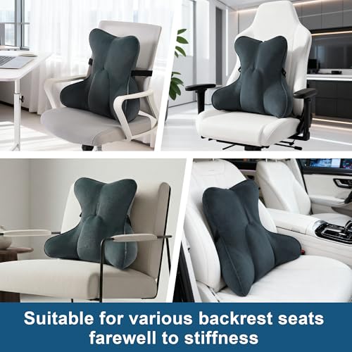 Lumbar Support Pillow(Pat. Pend) for Lower Back Pain Relief – Multi-Functional Ergonomic Lumbar Cushion, Reading Pillow for Office Chair, Car Seat & Sofa,Charcoal Gray - color: Charcoal Gray