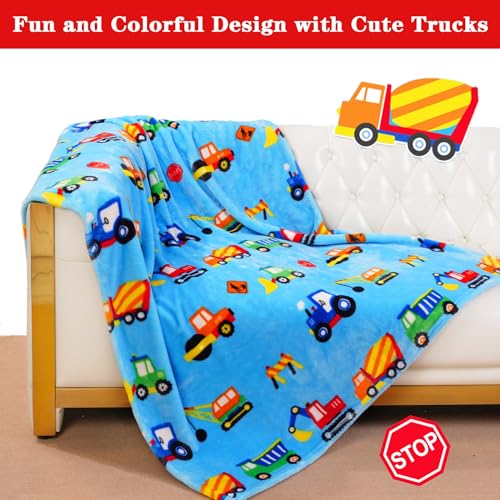 Lukeight Construction Toddler Blanket Gifts for Boys and Girls, Plush Truck Throw Blanket for Kids, Thick and Warm Boys Blanket for Teens Birthday (Construction, 50x60 Inches) - color: Truck, size: 50 in x 60 in