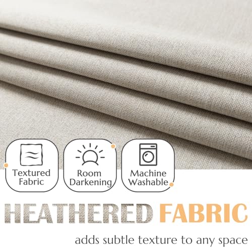 jinchan Beige Faux Linen Kitchen Tier Curtains 24 Inch Rod Pocket 2 Panels | Room darkening, cafe curtains for living room bedroom basement, small window, modern farmhouse, machine washable - color: Greyish Beige, size: 25"W x 24"L (Pack of 2)