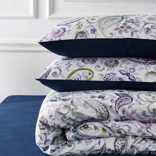 Cupocupa Duvet Cover Set;Duvet Cover Full Bedding Set Fluffy Boho Duvet Cover Set Paisley Floral Bedding Collection Duvet Cover with Pillowcases - color: White Paisly Pattern, size: Full