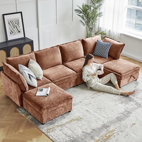 HULALA HOME Seat Cushion Cover for Sectional Sofa Couch, Burnt Orange（Cushion is not Included） - color: Burnt Orange, size: Seat Cushion Cover