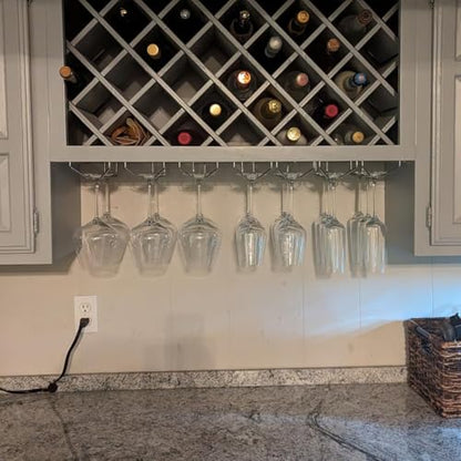 10.8 Inch Wine Glass Rack, Under Cabinet Wine Glass Holder, Wine Glass Hangers Under Shelf, Chrome Finish Stemware Rack, Hanging Stemware Holder for Cabinet Kitchen Bar, Set of 2 - color: Silver Chrome, size: 10.8 Inch 2 Pack