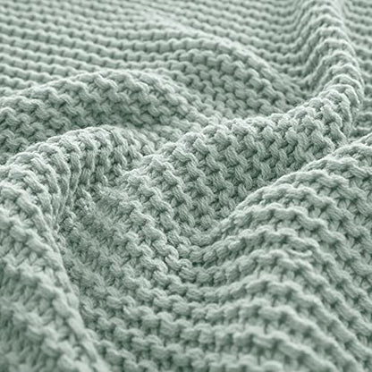 RUDONG M Knitted Throw Blanket with Fringe, Sage Green Knit Throw Blanket for Couch Bed Sofa 50 x 60 Inch - color: Sage Green, size: Throw(50" x 60")