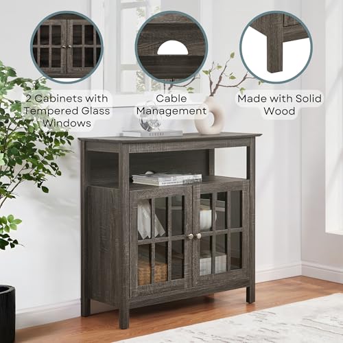 Convenience Concepts Big Sur Highboy TV Stand 36" - Modern Entertainment Center For TVs up to 40", Storage Cabinet for Dining, Living Room, & Entryway, Console Hall Table with Shelves, Weathered Gray - color: Weathered Gray