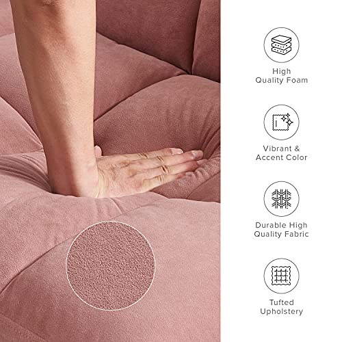 mopio 76.4" Futon Sofa Bed Tufted Styled, Sleeper Couch (Old Rosa, Velvet) | A textured seat folds flat for sleepovers; snug proportions slip into lofts and small lounges. - color: Old Rosa, Velvet