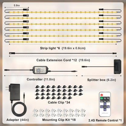 LED Shelf Lights, Under Cabinet Lighting Compatible with Alexa, Dimmable 2700K WIFI Strip Lights for Bookshelf, Display, Book Case Curio, Kitchen with App, Remote, Memory Function (6Pack 20In) - size: 2700K 6Pack 20In