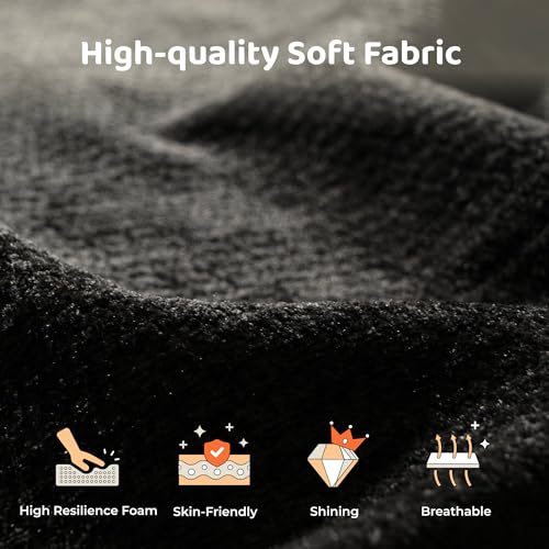 RECCI AirFrame Queen Upholstered Bed Frame with Plush Padded Headboard | Plush Padded Headboard, 360° Soft Foam Surround, Low Profile Cloud Bed Frame, No Box Spring Required, Easy Assembly - color: Onyx Black, size: Queen
