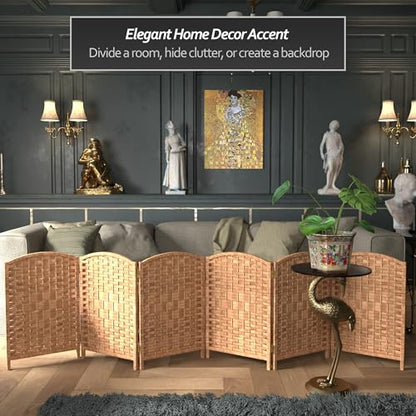 Red Lantern 2 ft. Short Diamond Weave Fiber Folding Screen - Natural - 6 Panel - color: Natural, size: 6 Panel
