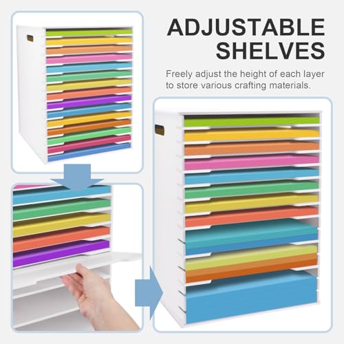 SONGWAY 12x12 Paper Storage Organizer - 15 Tier Desk File Organizer with Adjustable Shelves, Letter Mail Tray, 12x12 Stackable Scrapbook Paper Storage Cube for Home Office Classroom - size: 15-Tier
