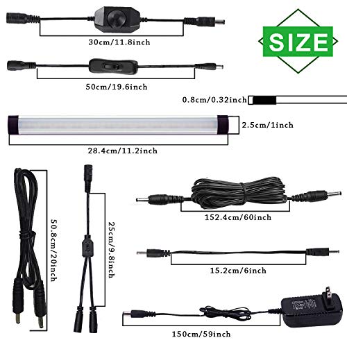 AIBOO LED Under Counter Light Rigid Bar Kit, Plug in Corded 12V LED Under Cabinet Lighting Dimmable with Switch for Counter Shelf Showcase Display Lighting (6 Panels,Daylight White) - size: 6-Bar-Kit