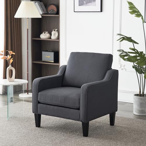 VINGLI Accent Chairs for Living Room Chairs Mid Century Modern Chair Sofa Chair Upholstered Arm Chair with Scooped Arms for Bedroom, Apartment, Office, Studio, Waiting Room, Play Room - color: Dark Grey