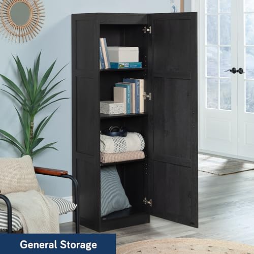 Sauder Miscellaneous Tall Storage Cabinet, Kitchen Pantry, Single Door with Adjustable Shelves, Raven Oak Finish - color: Raven Oak