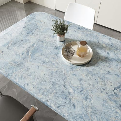 Wallercity Cream Blue Marble Contact Paper Peel and Stick Countertops Waterproof 24"x118" Kitchen Countertop Contact Paper Self Adhesive Blue Marble Wallpaper Vinyl Wrap for Cabinets Cover Bathroom - color: Blue, size: 24" x 118"
