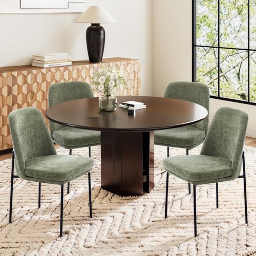 COLAMY Upholstered Dining Chairs Set of 4, Modern Dining Room Chairs with Curved Back and Metal Legs, Dinner Chair Kitchen Chairs for Dining Room and Living Room, Green - color: Green-f, size: Set of 4