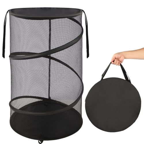 BATTOO Collapsible Laundry Basket with Lid, Large Foldable Mesh Pop Up Hamper 88L with Handles for Laundry Room, Bathroom, Kids Room, College Dorm, Travel, Storage Organizer Black - color: Black, size: Extra Large