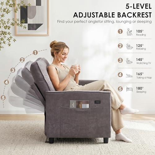 Dreamzie 55'' 3 in 1 Convertible Sofa Bed with USB Charging Ports, Pull Out Couch with Adjustable Backrest and Side Pockets, Sleeper Sofa for Living Room, Apartment, RV, Easy Assembly - Grey - color: Grey