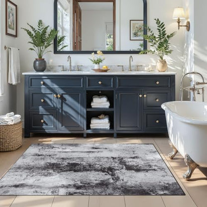 Toneed Abstract Area Rug Modern Washable Rug Soft Non Slip Rug Low Pile for Bedroom Living Room Dining Room Slate Grey 3x5 Feet - color: Slate Grey, size: 3' x 5' (Rectangular)