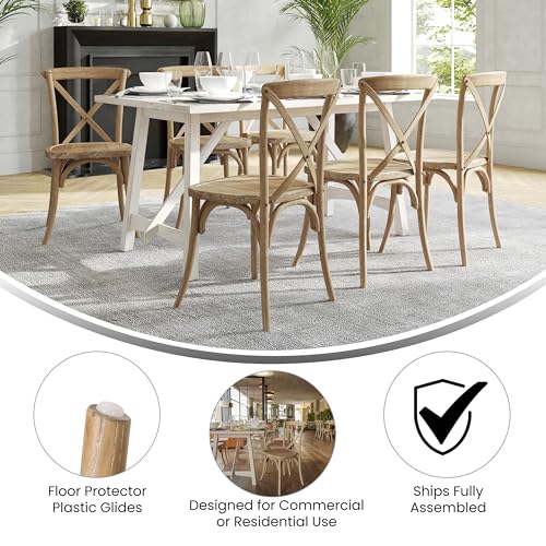 Merrick Lane Bardstown X-Back Bistro Style Wooden Dining Chair for Kitchens and Dining Rooms, High-Back Wood Stackable Kitchen Chair, Natural with White Grain - color: Medium Natural With White Grain