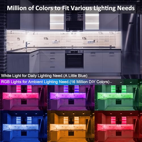 Benreom 3 Pack RGB Under Cabinet Lights with App and Remote Control | Dimmable Plug-In LED Light Bars for Kitchen Cabinets, Counters, Workbenches and Desks - size: 3 Pack
