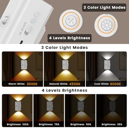 easuntec Rechargeable Motion Sensor Night Light Warm White, Wireless Dimmable, Magnetic Stick-on for Bedroom Stairs, Kids Elderly Baby, Long Lasting Battery for Cabinet, 2 Pack (Warm White, 2 Pack) - color: Warm White
