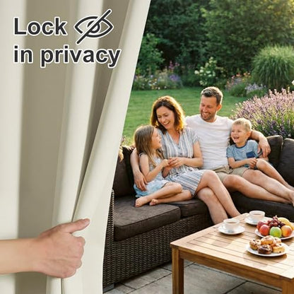 RYB HOME 2 Panels Outdoor Curtains Windproof, Heavy Duty Weighted Waterproof Drapes Block Sun & Heat 100% Privacy Drapes for Patio Area Pergola Porch Deck, Beige, W52 x L96 inches | Waterproof Drapes, Block Sun & Heat, 100% Privacy Drapes for Area Pergola