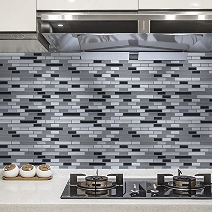 Art3d 12" x 12" Peel and Stick Tile Kitchen Backsplash Sticker Gray Brick (6 Tiles) - color: Gray-white