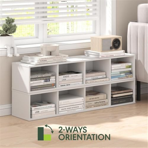 Pemberly Row 4-Tier Slim Narrow Bookcase, 41.6 in Tall Engineered Wood, White Finish, Contemporary Style, Compact Storage Shelves for Books, Living Room, Bedroom, Dorm or Home Office