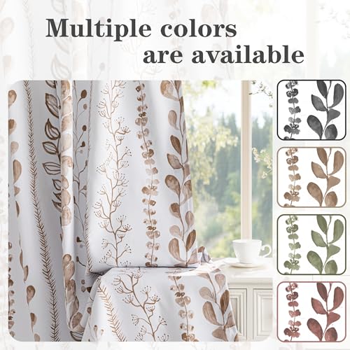 Blackout Curtains 72 Inches Long Leaves Patterned Farmhouse Thermal Insulated Privacy Protection Drapes with Rod Pocket Back Tab for Bedroom Living Room, 2 Panels, 50" Wide, Khaki - color: Blackout- Leaves Khaki, size: 50"W x 72"L (Pack of 2)