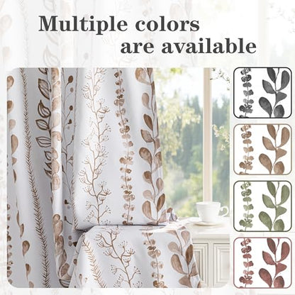 Blackout Curtains 72 Inches Long Leaves Patterned Farmhouse Thermal Insulated Privacy Protection Drapes with Rod Pocket Back Tab for Bedroom Living Room, 2 Panels, 50" Wide, Khaki - color: Blackout- Leaves Khaki, size: 50"W x 72"L (Pack of 2)