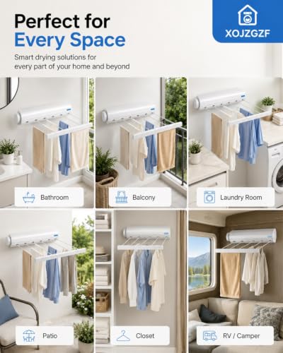 Retractable Multi-line Clothesline Dryer, Clothes Line Indoor, Balcony Laundry Lines, Heavy Duty Hanging Bar, Outside Wall Mounted Drying Rack Outdoor Hanger Spring-Loaded Automatic - color: 4 Ropesx1