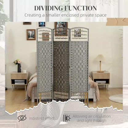 HOMCOM 3 Panel Room Divider, Folding Privacy Screen, 5.6', Dark Gray | Room Separator, Wave Fiber Freestanding Partition Wall Divider - color: Dark Gray, size: 3 Panel