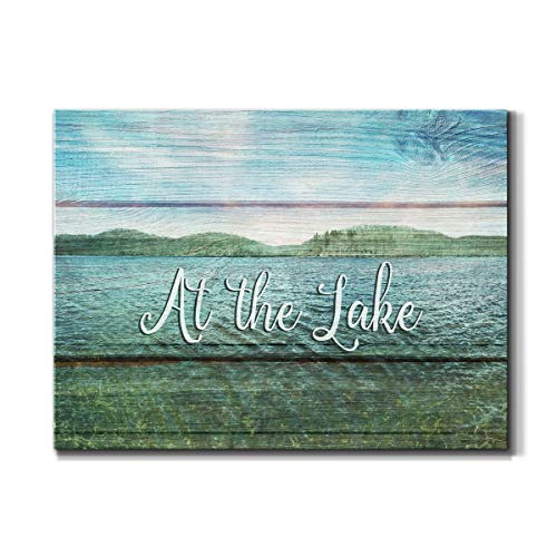 Renditions Gallery Canvas Nature Wall Art Modern Paintings & Prints Decor Serene Mountain Lake Rustic Abstract Wall Hanging Artwork for Bedroom Living Room Office Kitchen - 8"x12" LT10 - color: At the Lake, size: 12"L x 8"W