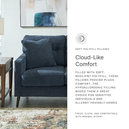 Signature Design by Ashley Loveseat Sofa, Navy Blue, No Assembly, Bixler | Chenille fabric blend, Durable foam cushions, Mid-century modern style, Track arms - color: Blue