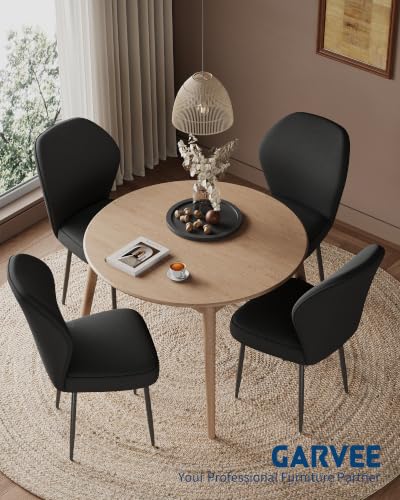 Garvee Linen Dining Chairs Set of 4, Modern Fabric Upholstered Kitchen Side Chairs with Metal Pegs, Black - color: Black, size: Set of 4