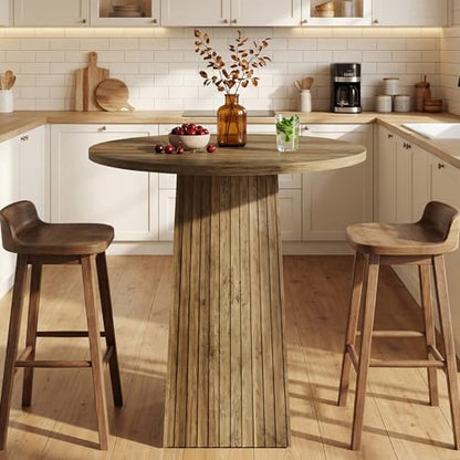 Tribesigns 31.5" Round Dining Table, Wooden Kitchen Table for Dining Room, Living Room, Small Space, Rustic Brown