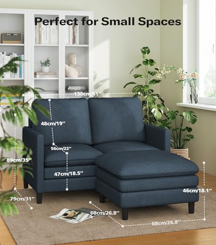 Welzona 3-Layers Cloud L Shaped Couch, 51" Teddy Sofa and Loveseat Set | Comfy Teddy Fabric, Washable Covers, Tool-Free Setup, All-wood Cloud Couches for Living Room, Bedroom, Small Space, Blue Grey - color: Blue Grey, size: cloud loveseat & ottoman