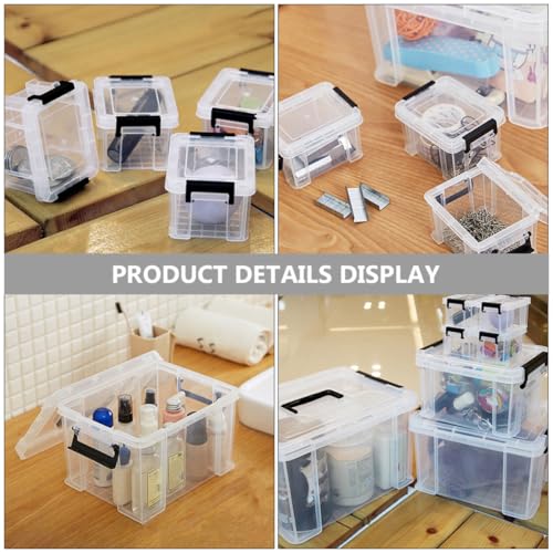 Ipetboom 5pcs Mini Plastic Storage Bins with Lids Small Tote Boxes Portable Organizer for Home and Office Storage