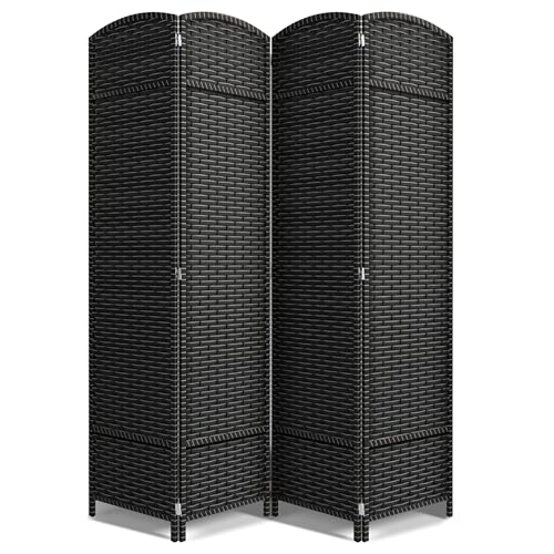 Sorbus 4 Panel Room Divider 6 ft. Tall - Privacy Screen, Extra Wide Double Hinged Panels, Mesh Hand-Woven Design, Partition Room Dividers and Folding Privacy Screens, Wall Divider for Room Separation - color: Grey White, size: 4 Panel
