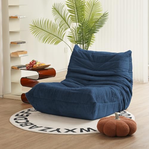 N&V Mid Century Armless Floor Sofa, Soft Premium Corduroy Floor Lounge Chair, Foam Sofa Accent Chair for Living Room Bedroom and Office (Prussia Blue), 94035 - color: Prussia Blue