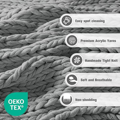 Madison Park Chunky Double Knit Throw Blanket, 50 x 60, Charcoal | All Season, Ultra Soft, Acrylic, Cozy Warmth for Sofa or Bed, Boho, OEKO-TEX Certified - color: Charcoal
