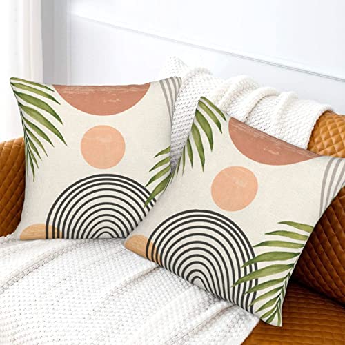 Boho Throw Pillows Covers 16x16 Set of 2, Mid Century Modern Pillow Covers Summer Outdoor Abstact Sunset Decorative Cushion Case for Bed Couch Sofa Home Decor | Modern Throw Pillow Covers Abstact Sunset Decorative Cushion Case For Bed Couch Sofa Home Deco