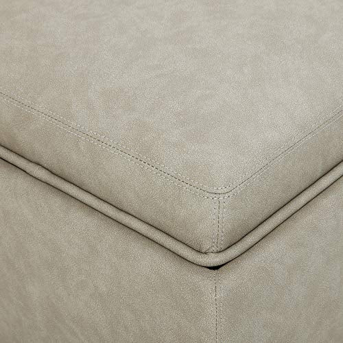 CHITA Storage Ottoman Cube with Tray Lid, Small Footstool with Storage, Square End Table for Living Room and Bedroom, Faux Leather in Stone Gray - color: Stone Gray